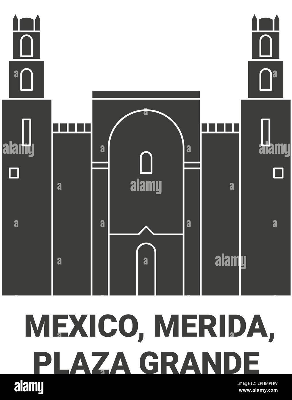 Mexiko, Merida, Plaza Grande Reise-Wahrzeichen-Vektordarstellung Stock Vektor