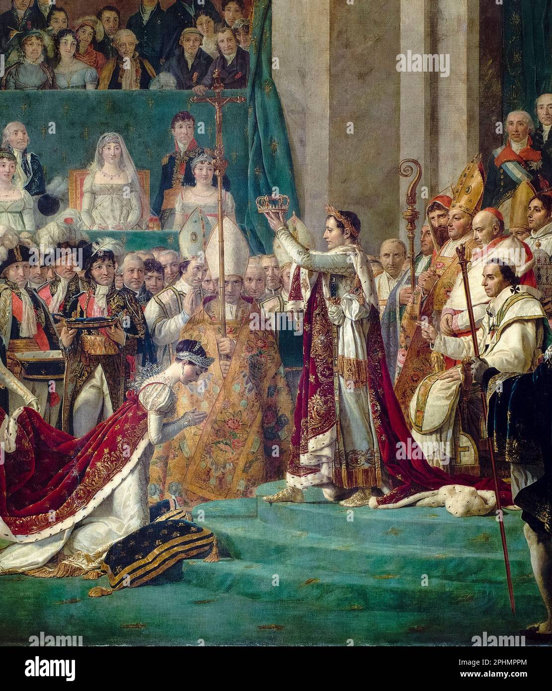 Die Krönung von Kaiser Napoleon I. und Kaiserin Josephine, 2. Dezember 1804 (Detail), gemalt in Öl auf Leinwand von Jacques Louis David, 1808-1822 Stockfoto
