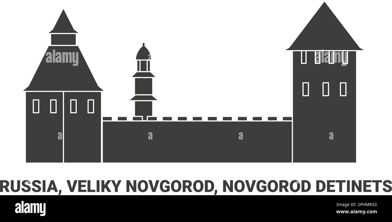 Russland, Veliky Novgorod, Novgorod Detinets, Reise-Landmarke Vektordarstellung Stock Vektor
