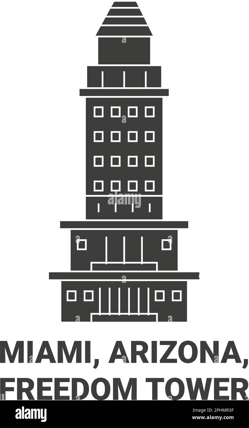USA, Miami, Arizona, Freedom Tower Reise Wahrzeichen Vektordarstellung Stock Vektor