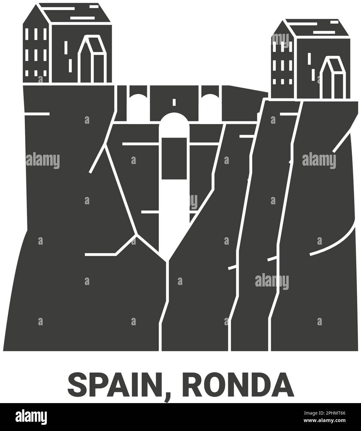 Spanien, Ronda Reise-Wahrzeichen-Vektordarstellung Stock Vektor
