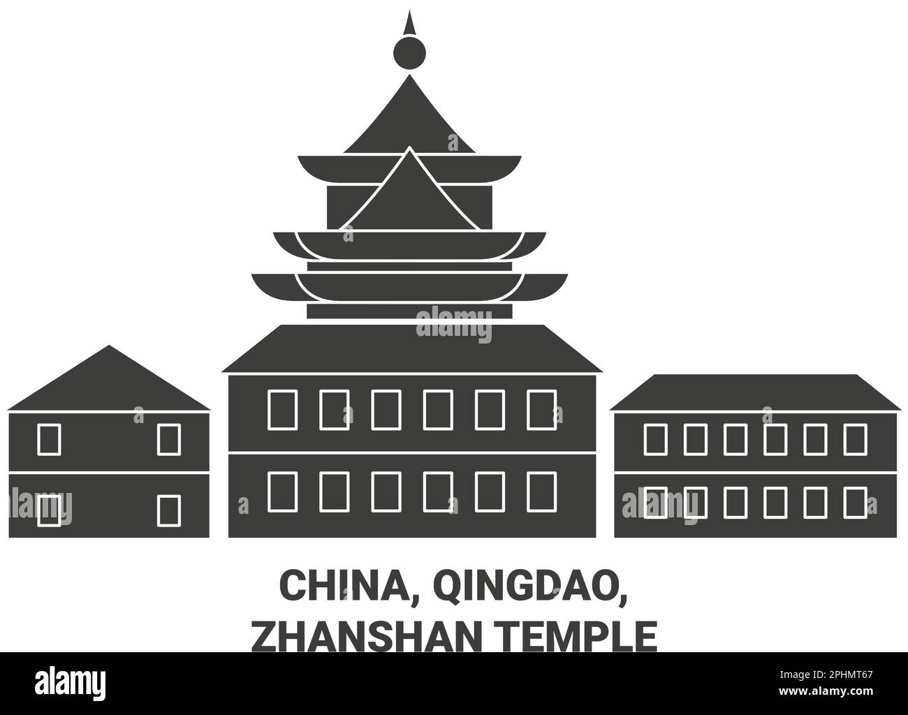 China, Qingdao, Zhanshan Tempel Reise Wahrzeichen Vektordarstellung Stock Vektor