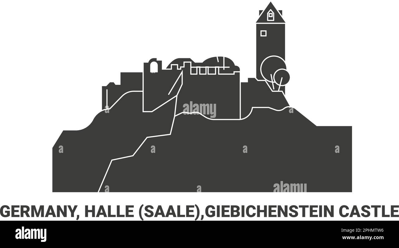 Deutschland, Halle Saale, Schloss Giebichenstein, Reise-Wahrzeichen-Vektordarstellung Stock Vektor