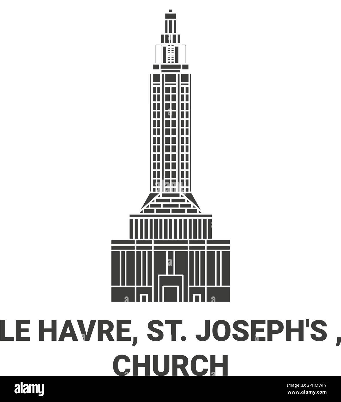 Frankreich, Le Havre, St. Joseph's, Wegweiser-Vektordarstellung der Kirche Stock Vektor