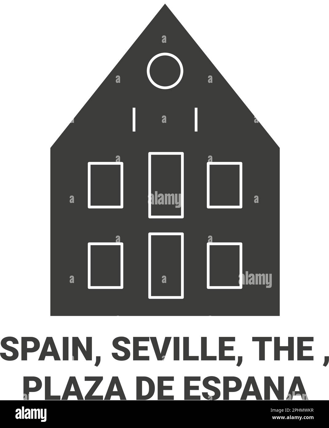 Spanien, Sevilla, Plaza De Espana, Vektordarstellung der Reiseziele Stock Vektor