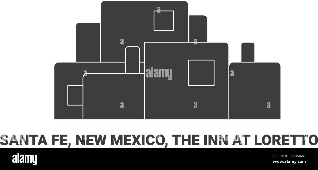 USA, Santa Fe, New Mexico, The Inn at Loretto, Reise-Wahrzeichen-Vektordarstellung Stock Vektor