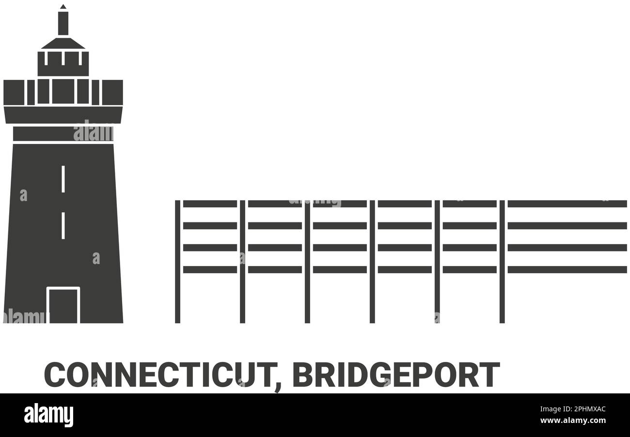 Vektordarstellung der Reiseziele USA, Connecticut, Bridgeport Stock Vektor