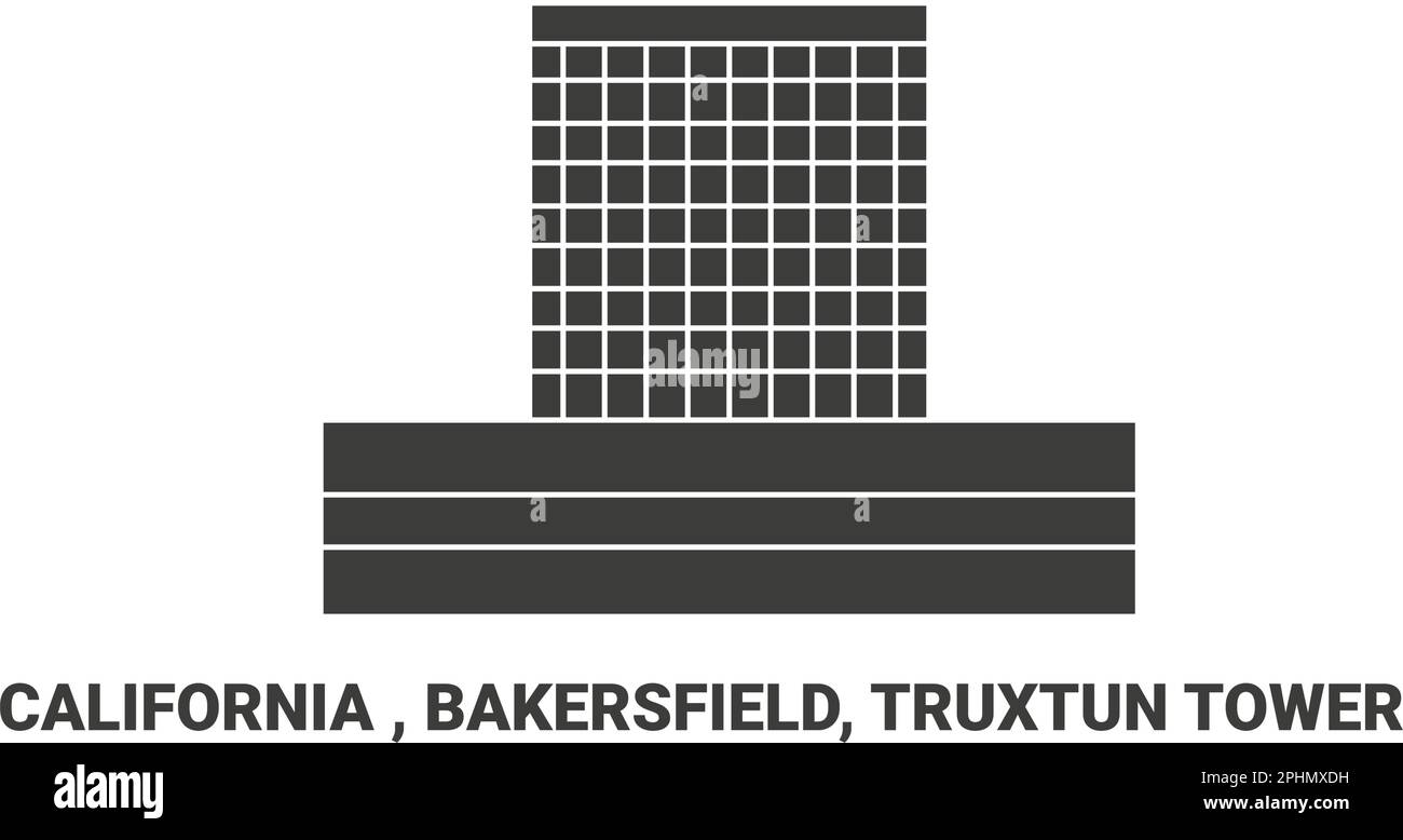 USA, Kalifornien, Bakersfield, Truxtun Tower, Reise-Wahrzeichen-Vektordarstellung Stock Vektor
