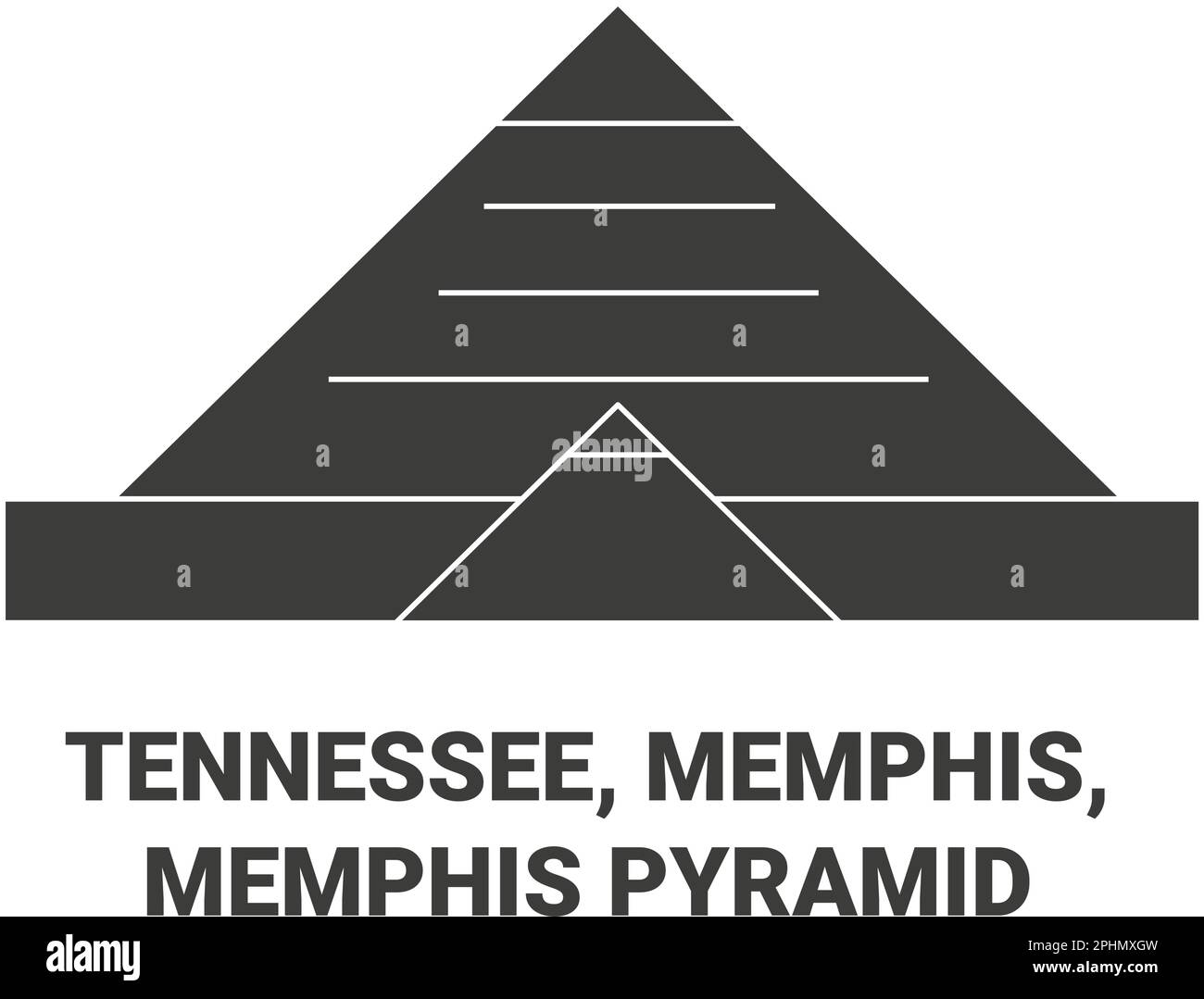 Vektordarstellung der Reiseziele USA, Tennessee, Memphis, Memphis Pyramide Stock Vektor