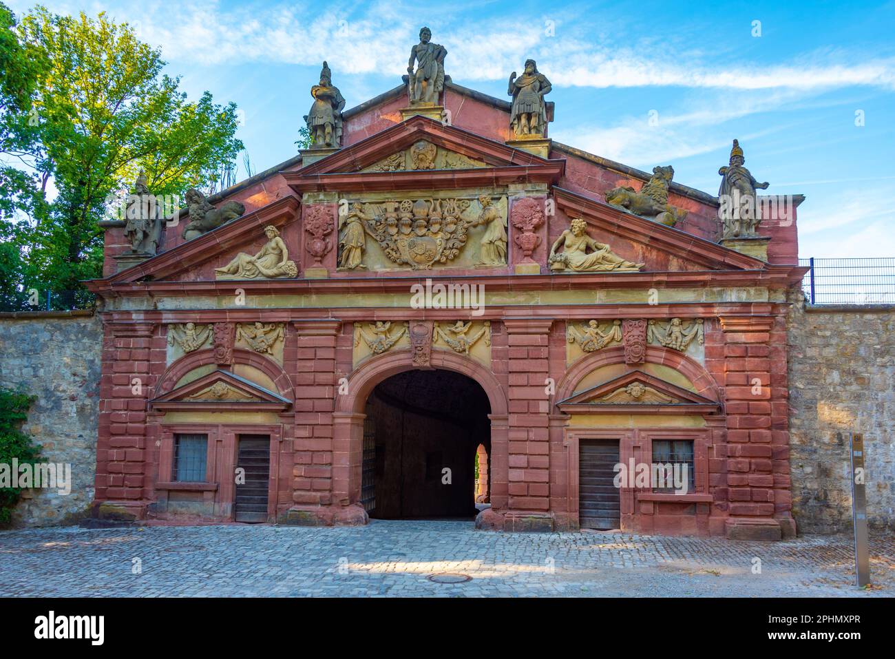 Neutor-Tor in der deutschen Stadt Würzburg. Stockfoto