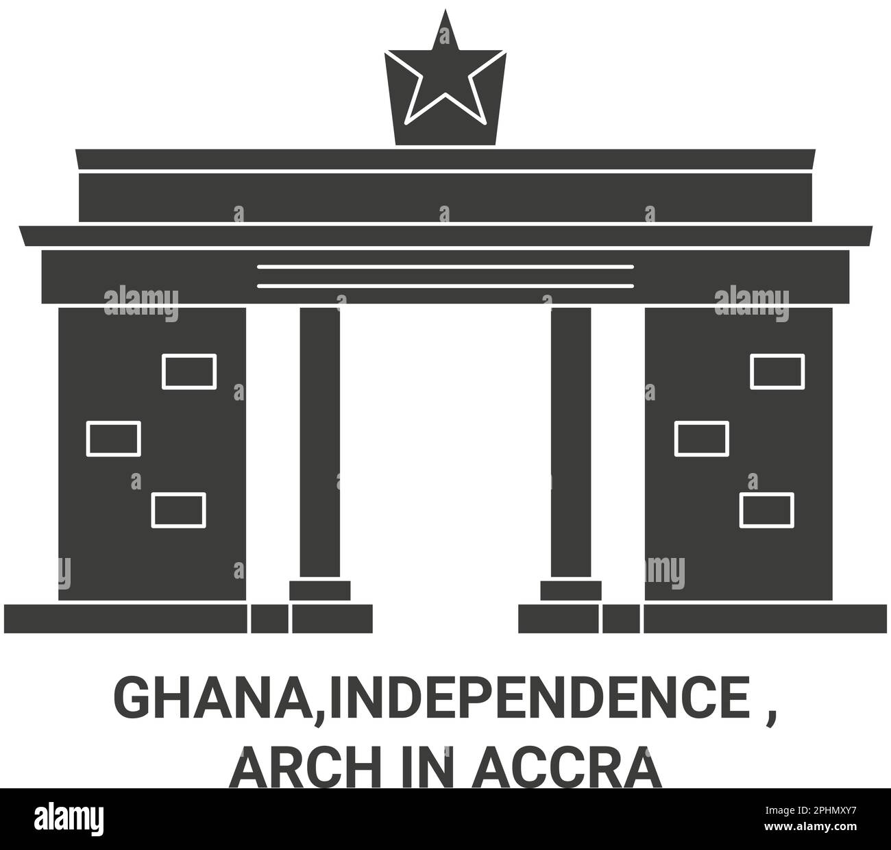 Ghana, Unabhängigkeit, Arch in Accra Reise Landmark Vektordarstellung Stock Vektor