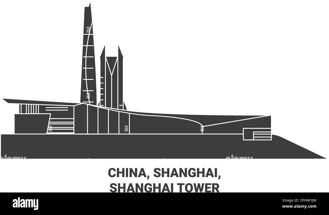 Vektordarstellung für Reiseziele in China, Shanghai, Shanghai Tower Stock Vektor