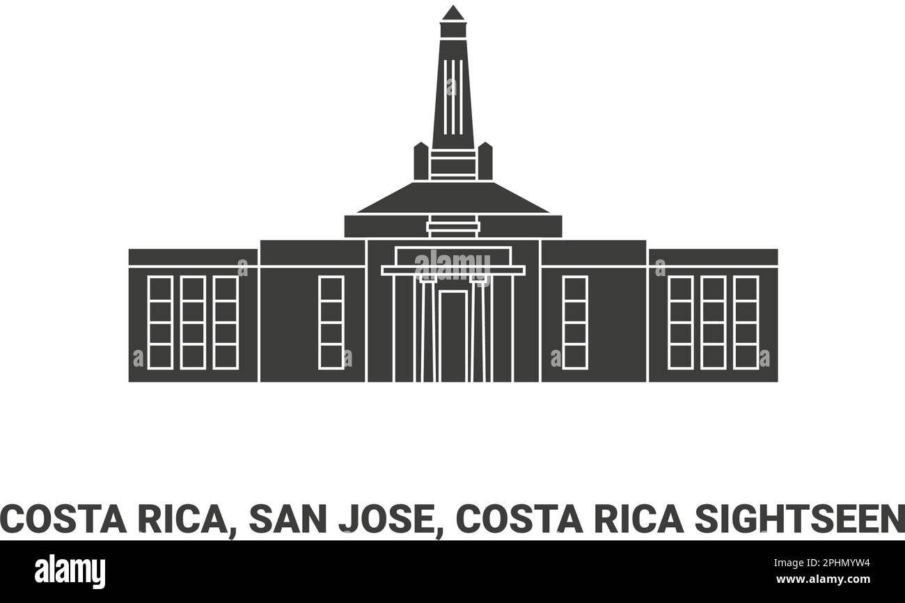 Costa Rica, San Jose, Costa Rica, sichtbare Reise-Wahrzeichen Vektordarstellung Stock Vektor