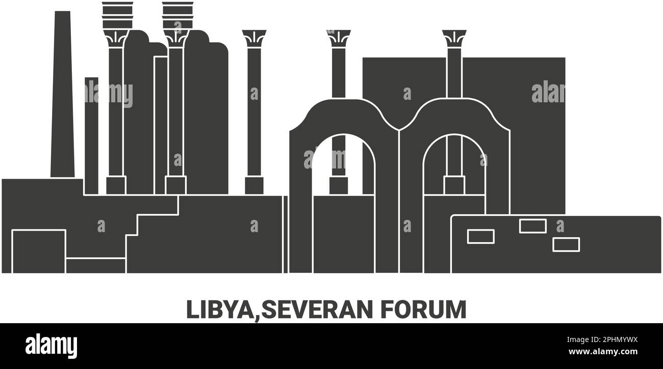 Libyen, Severan Forum, Reise-Wahrzeichen-Vektordarstellung Stock Vektor