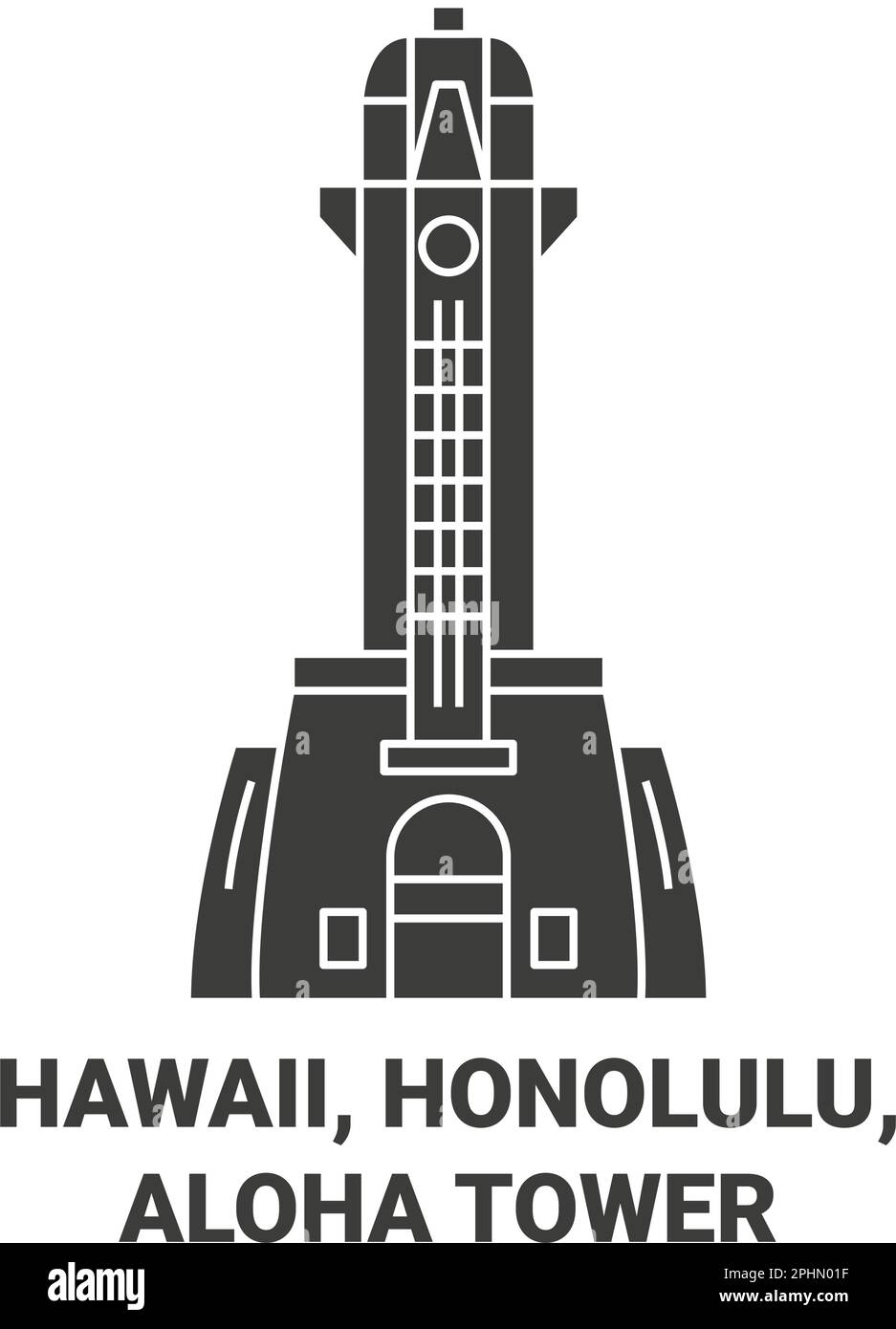 Vektorgrafik für Reisen in die USA, Hawaii, Honolulu, Aloha Tower Stock Vektor