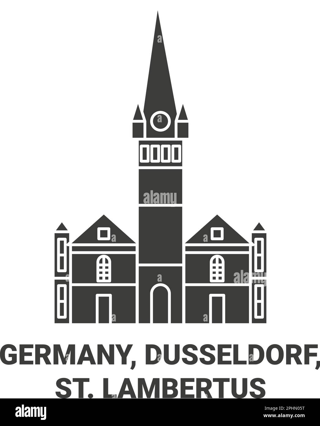 Deutschland, Düsseldorf, St. Vektordarstellung von Lambertus-Reise-Wahrzeichen Stock Vektor