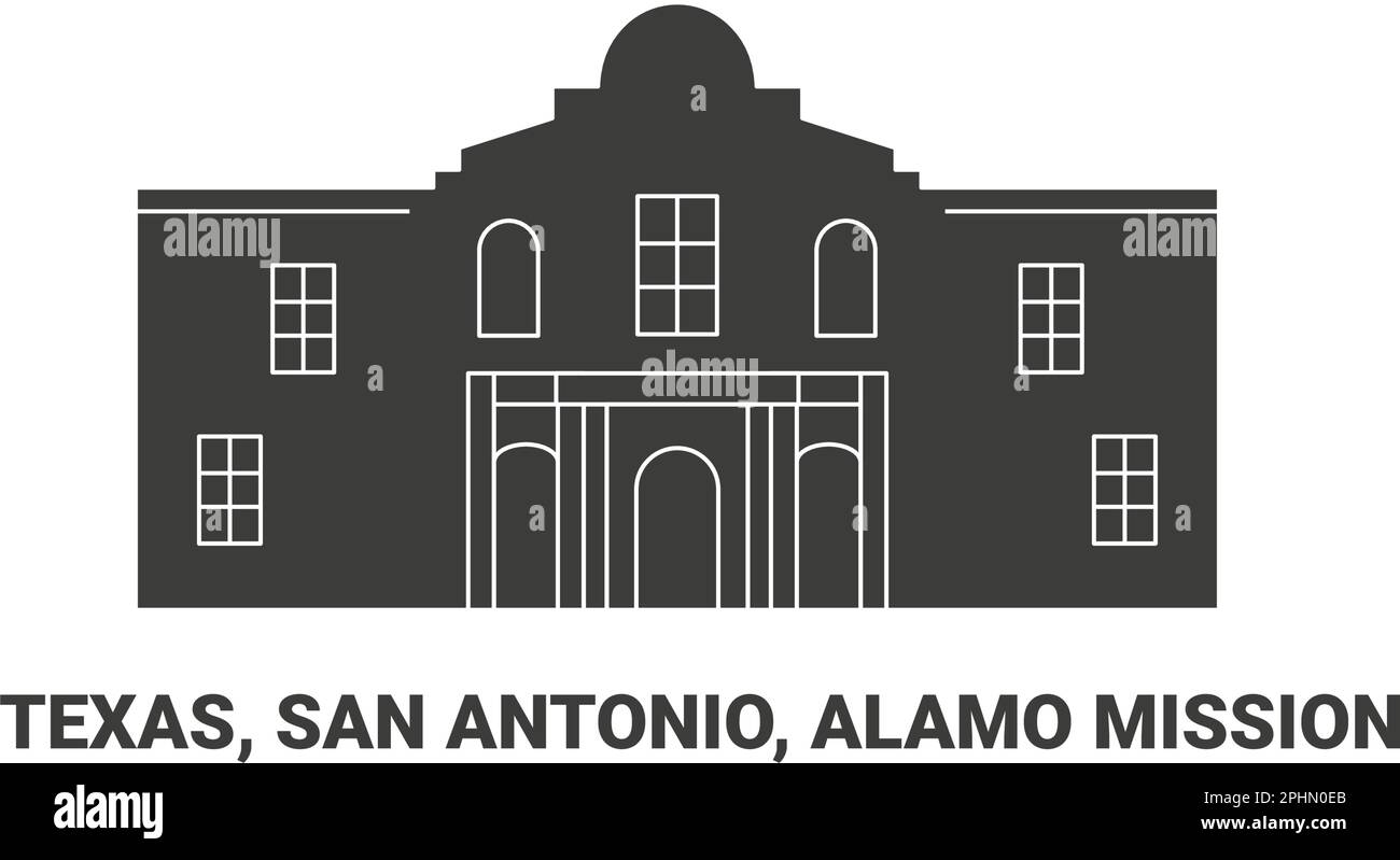 USA, Texas, San Antonio, Alamo Mission, Reise-Wahrzeichen-Vektordarstellung Stock Vektor