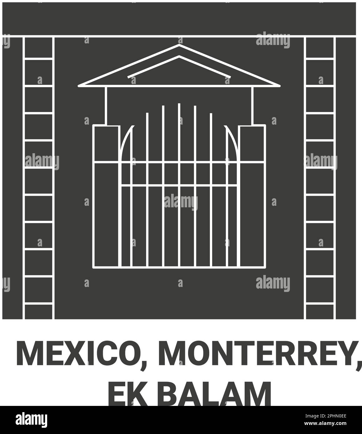 Mexiko, Monterrey, Ek Balam, Reise-Wahrzeichen-Vektordarstellung Stock Vektor