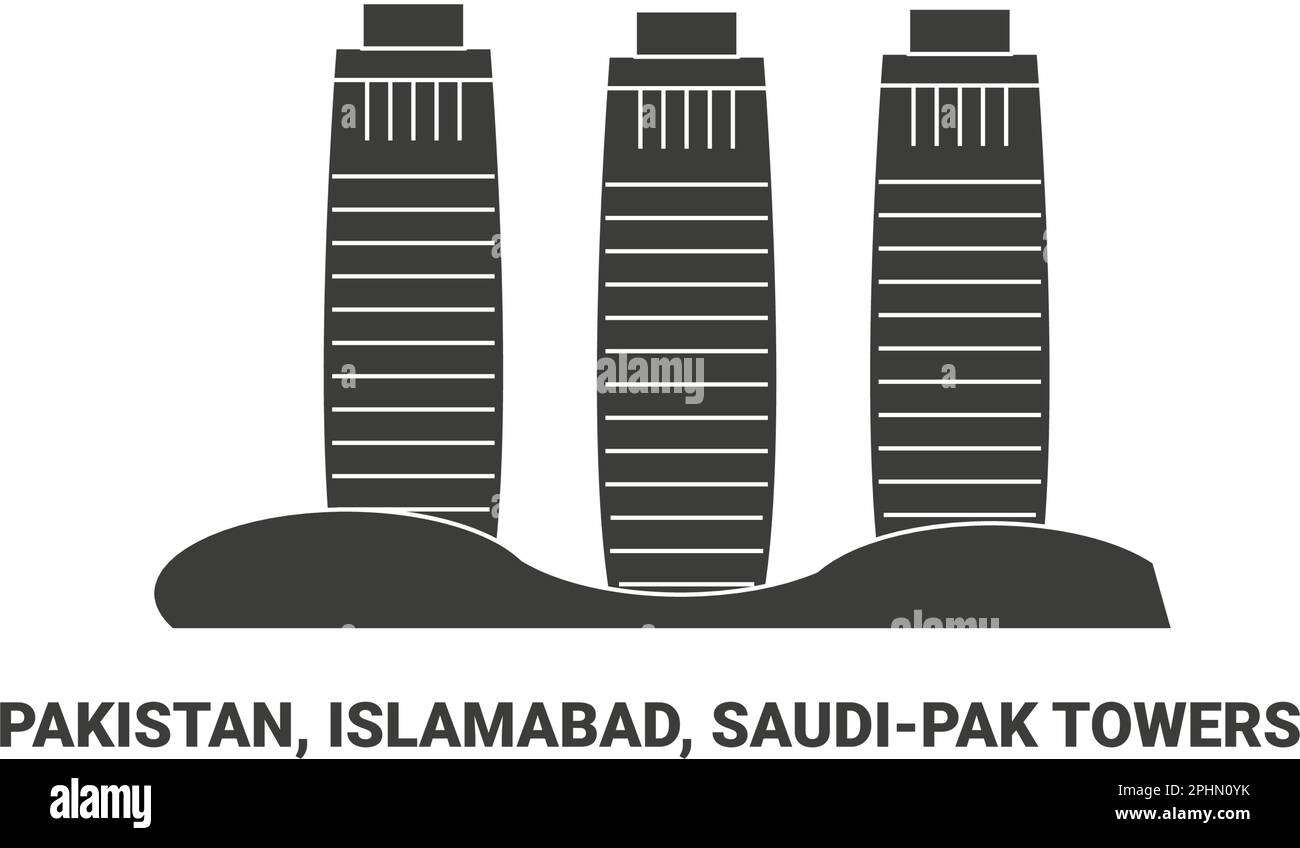 Pakistan, Islamabad, Saudipak Towers, Reise-Wahrzeichen-Vektordarstellung Stock Vektor