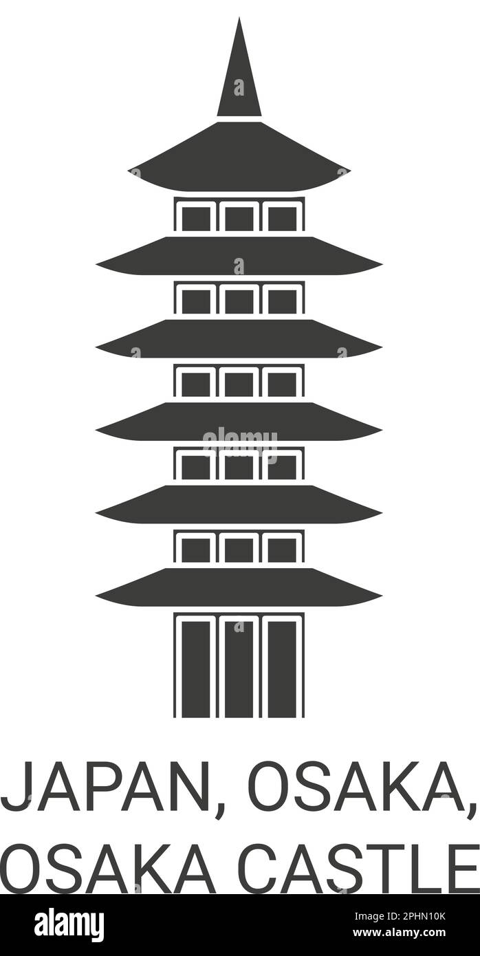 Japan, Osaka, Osaka Castle Reise Wahrzeichen Vektordarstellung Stock Vektor