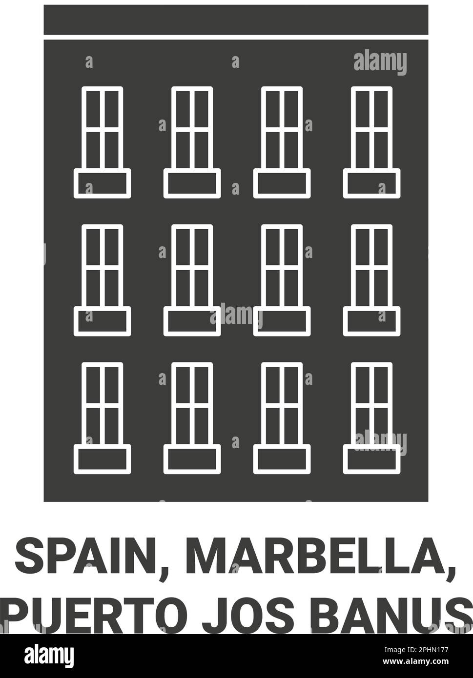 Spanien, Marbella, Puerto Jos verbieten das Reisen als Vektorbild für Wahrzeichen Stock Vektor