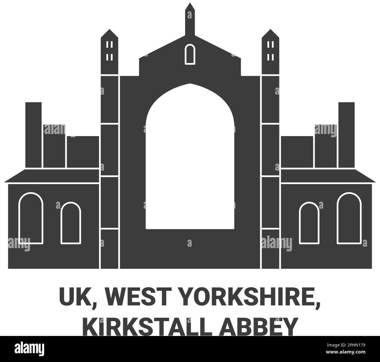 Vektordarstellung für UK, West Yorkshire, Kirkstall Abbey Stock Vektor