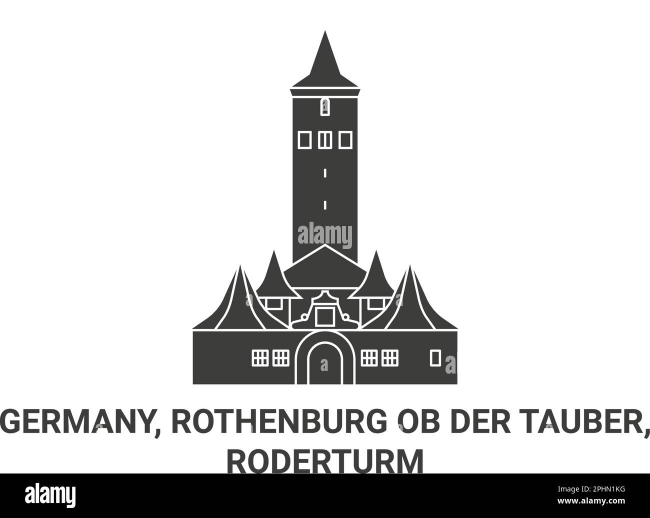 Deutschland, Rothenburg ob der Tauber, Roderturm Travel Landmark Vector Illustration Stock Vektor