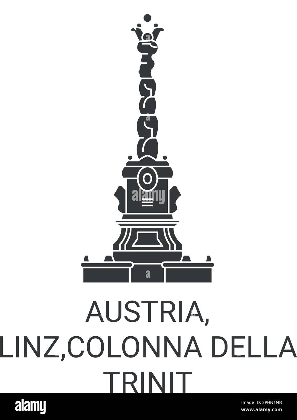 Österreich, Linz, Colonna della Trinit Reise-Wahrzeichen-Vektordarstellung Stock Vektor