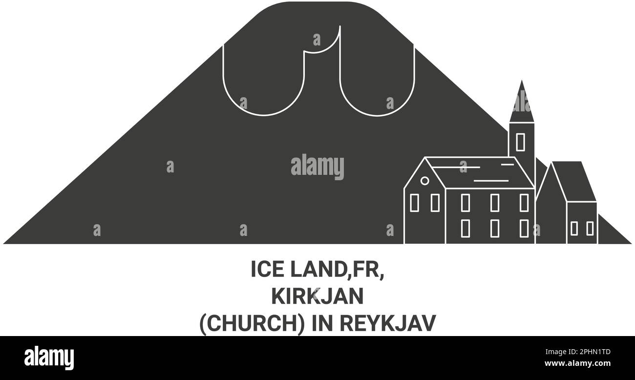 Island, Kirkjan in Reykjavk Reise-Wahrzeichen-Vektordarstellung Stock Vektor