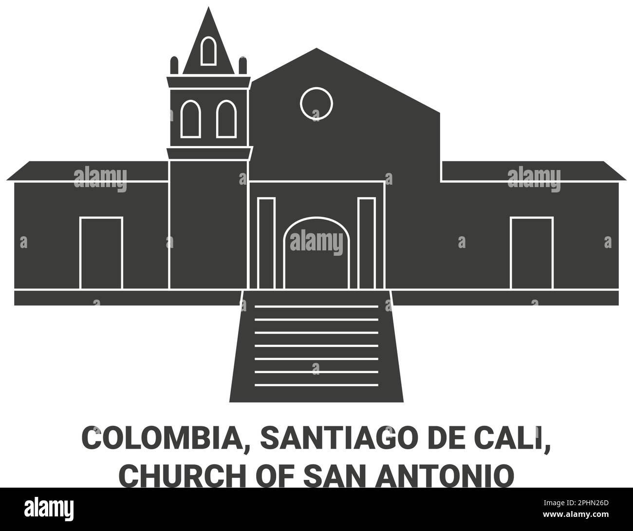 Kolumbien, Santiago De Cali, Kirche San Antonio Reise Wahrzeichen Vektordarstellung Stock Vektor