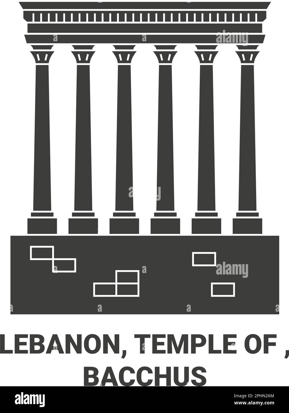 Libanon, Tempel von, Bacchus Reise-Wahrzeichen-Vektordarstellung Stock Vektor Libanon, Tempel von, Bacchus Reise-Wahrzeichen-Vektordarstellung Stock Vektor
