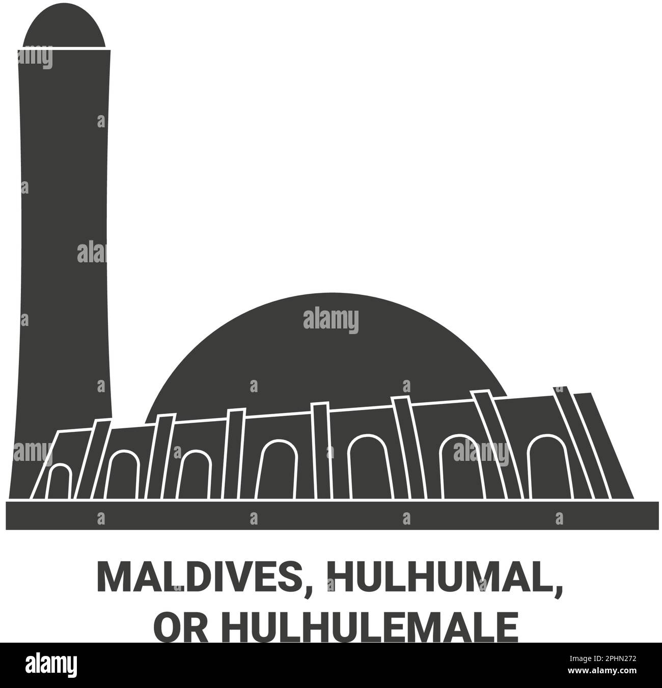 Malediven, Hulhumal Reise-Wahrzeichen-Vektordarstellung Stock Vektor