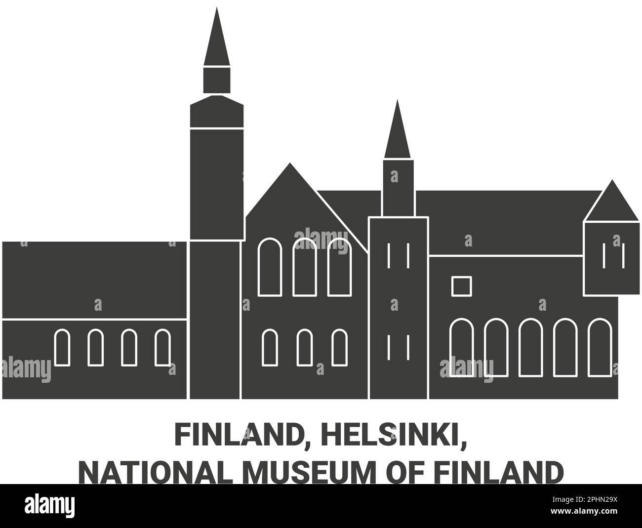 Finnland, Helsinki, Nationalmuseum von Finnland, Vektordarstellung für Reiseziele Stock Vektor