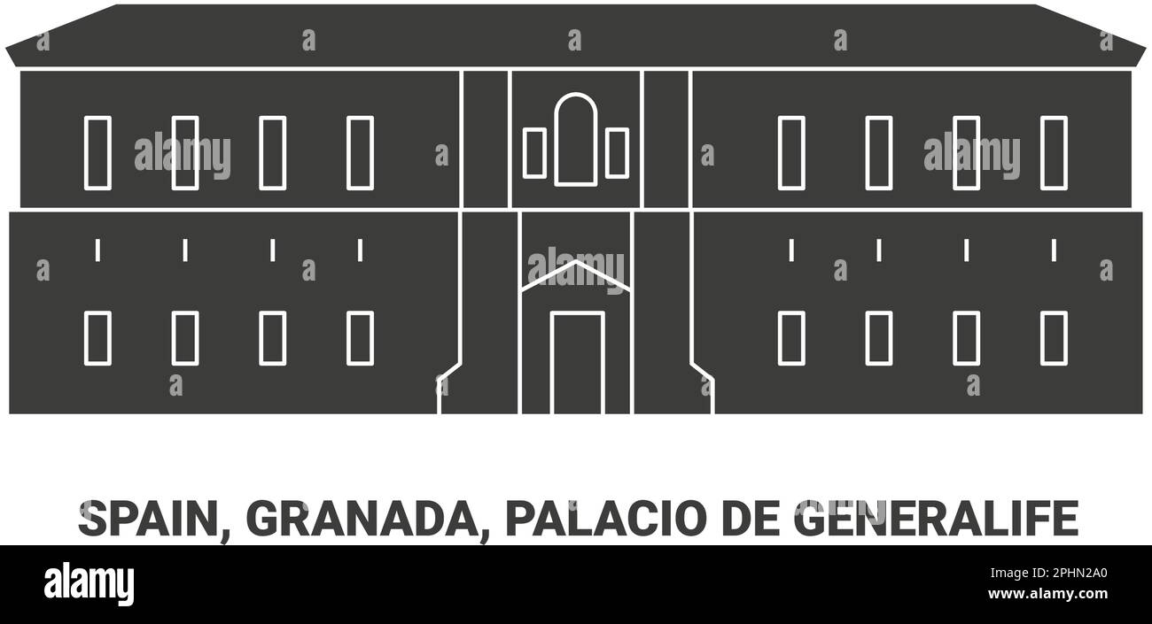 Spanien, Granada, Palacio De Generalife, Reise-Wahrzeichen-Vektordarstellung Stock Vektor