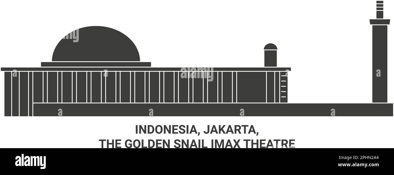 Indonesien, Jakarta, das Golden Snail Imax Theatre Reise-Wahrzeichen Vektordarstellung Stock Vektor