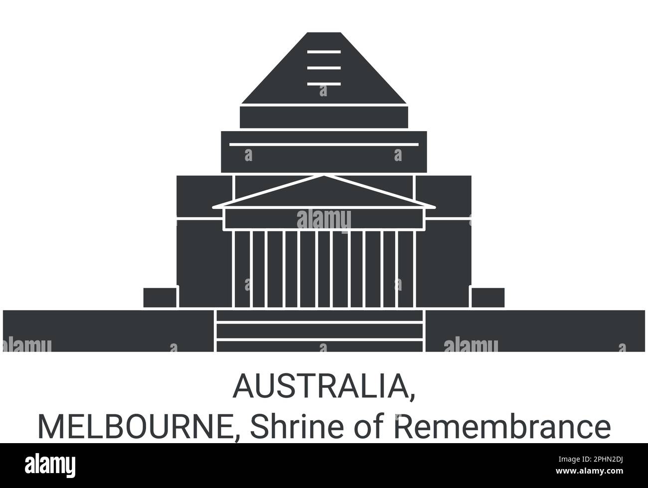 Australien, Melbourne, Shrine of Remembrance, Reise-Wahrzeichen-Vektor-Illustration Stock Vektor