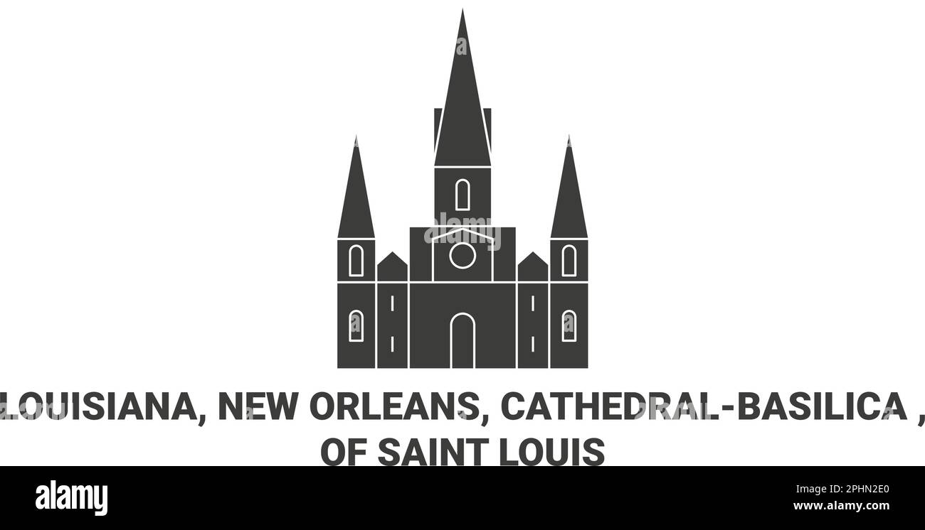 USA, Louisiana, New Orleans, Kathedralbasilika von Saint Louis, eine Vektorgrafik Stock Vektor