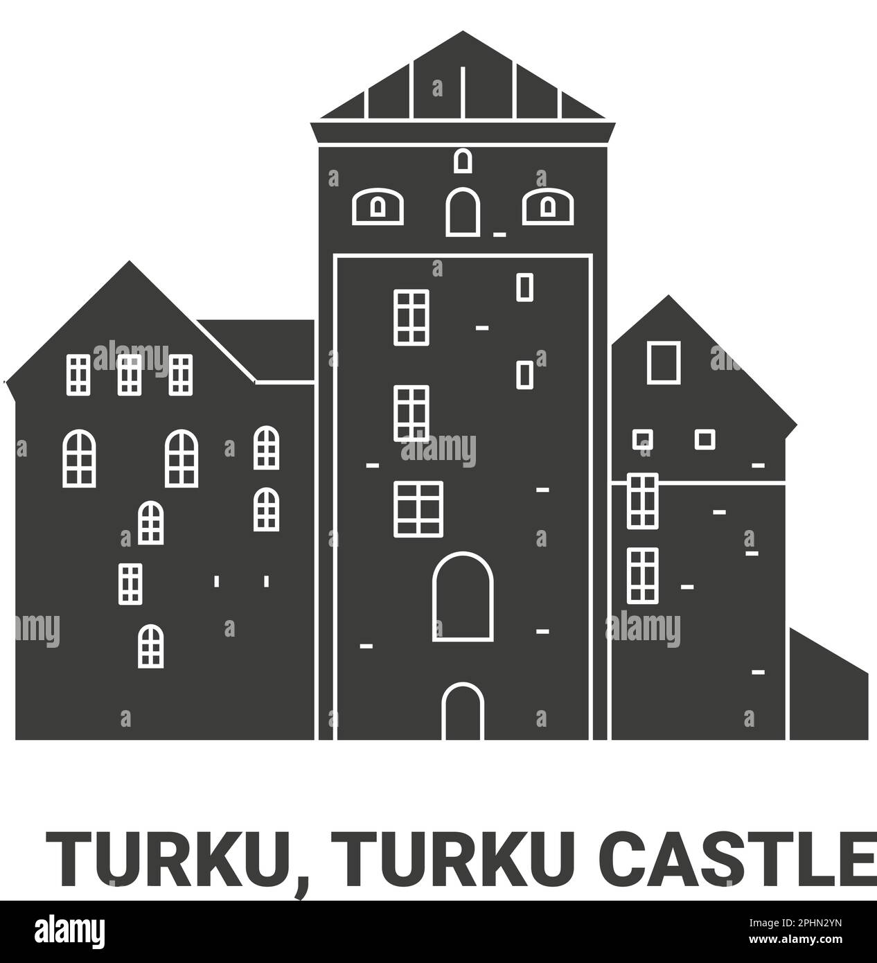 Finnland, Turku, Turku Castle, Reise-Wahrzeichen-Vektordarstellung Stock Vektor