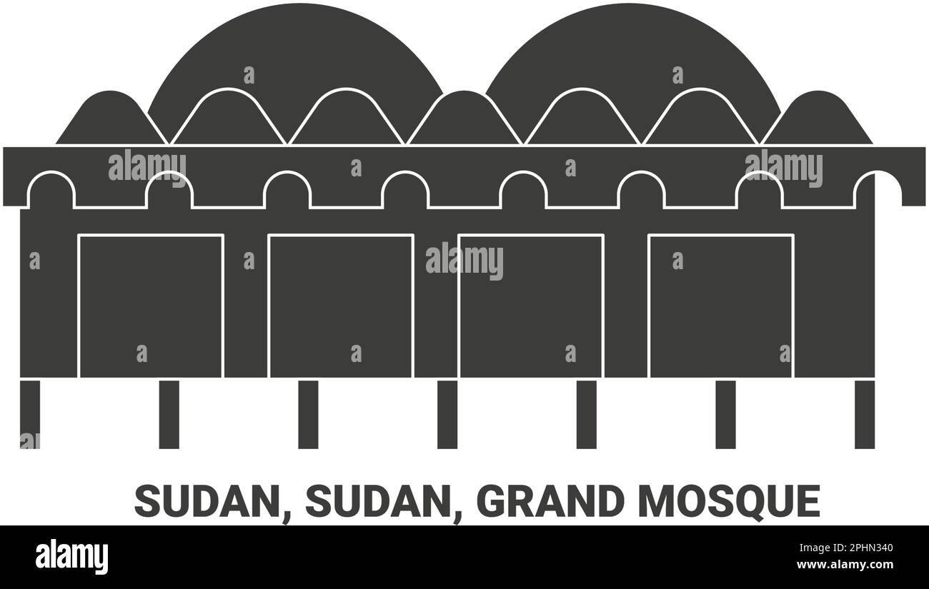 Sudan, Sudan, große Moschee, Reise-Wahrzeichen-Vektor-Illustration Stock Vektor