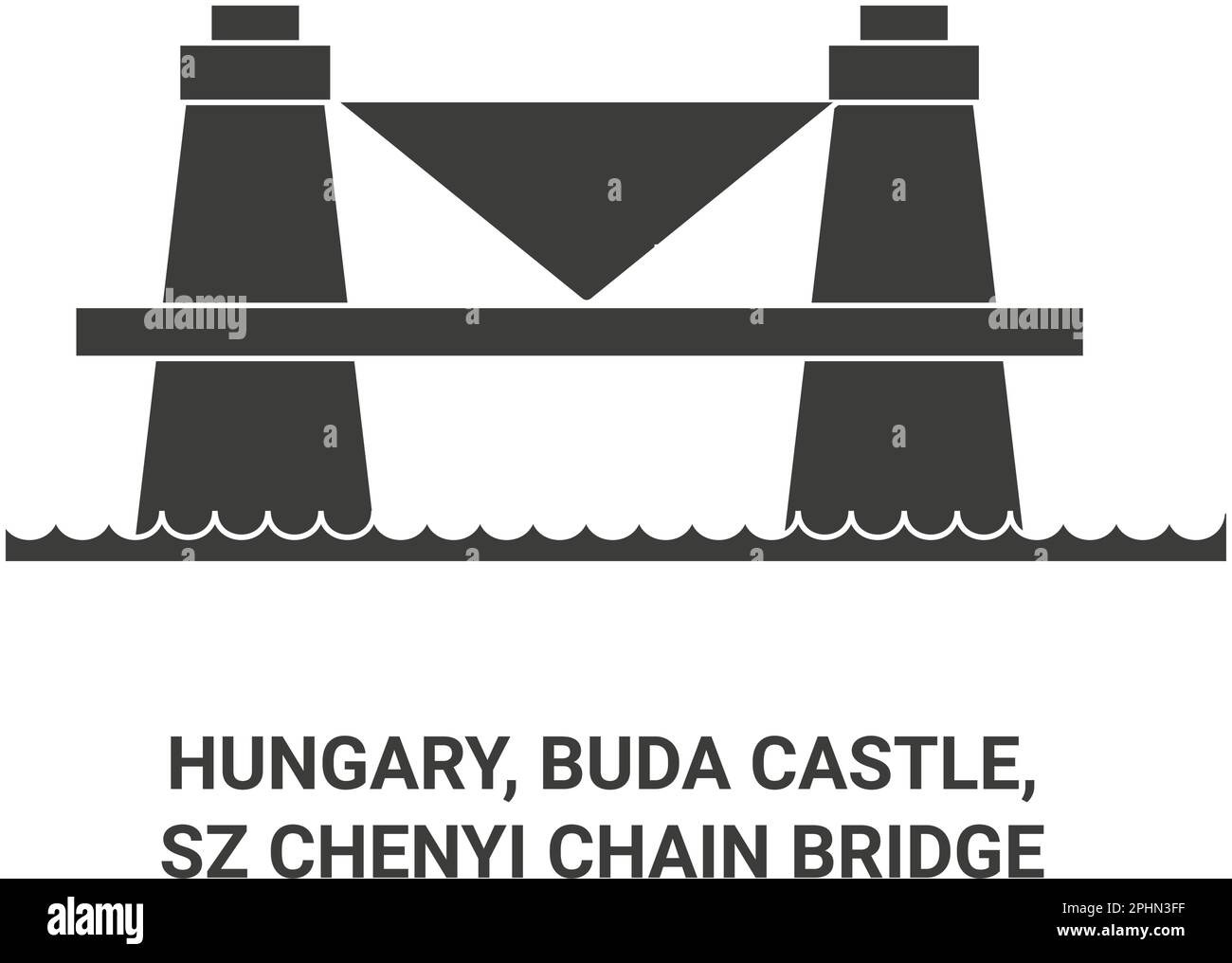 Ungarn, Budaer Burg, Szchenyi Kettenbrücke Reise Wahrzeichen Vektordarstellung Stock Vektor