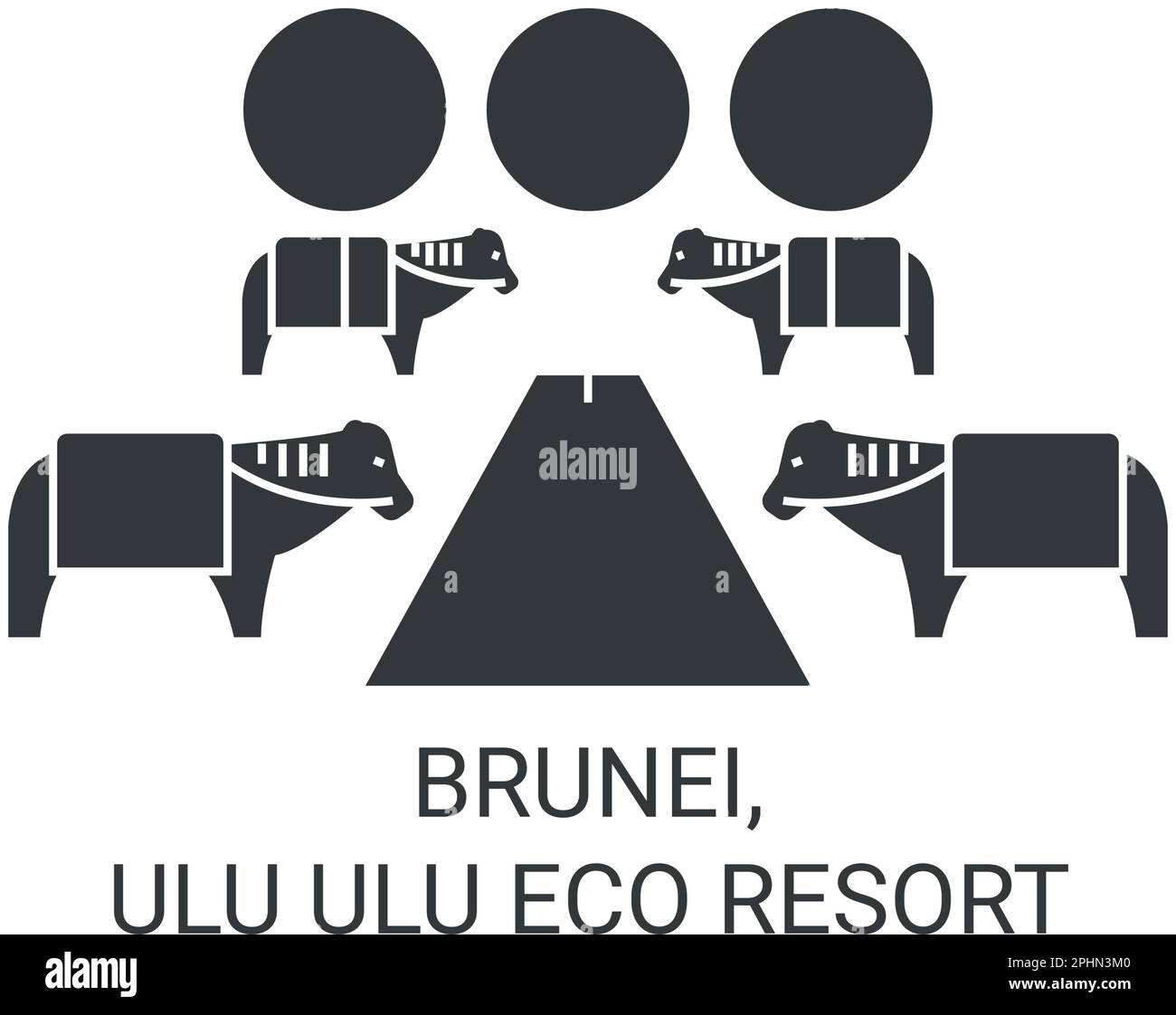 Brunei, Ulu Ulu Eco Resort Reise-Wahrzeichen-Vektordarstellung Stock Vektor
