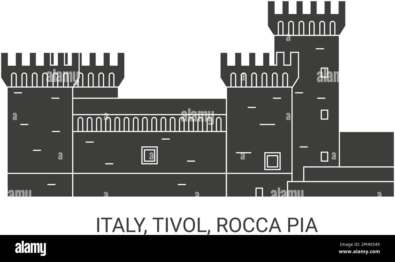 Italien, Tivol, Rocca Pia, Reise-Wahrzeichen-Vektordarstellung Stock Vektor
