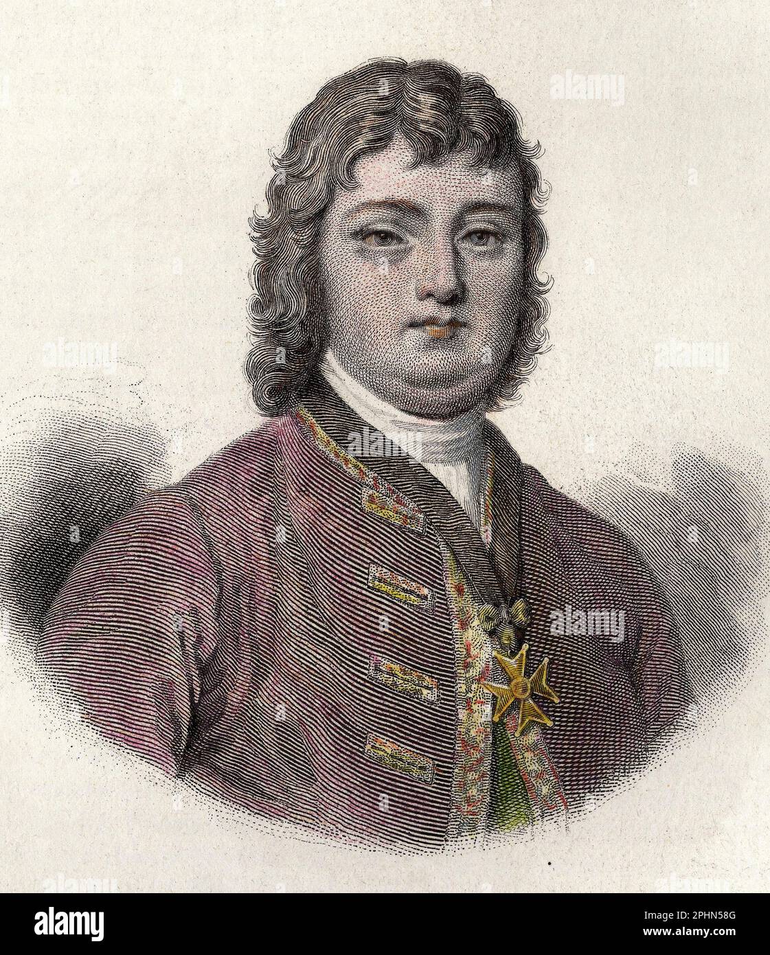 Portrait de Nicolas Roze dit le Chevalier Roze (1675-1733), militaire et gouverneur francais.Gravure vers 1835 Stockfoto