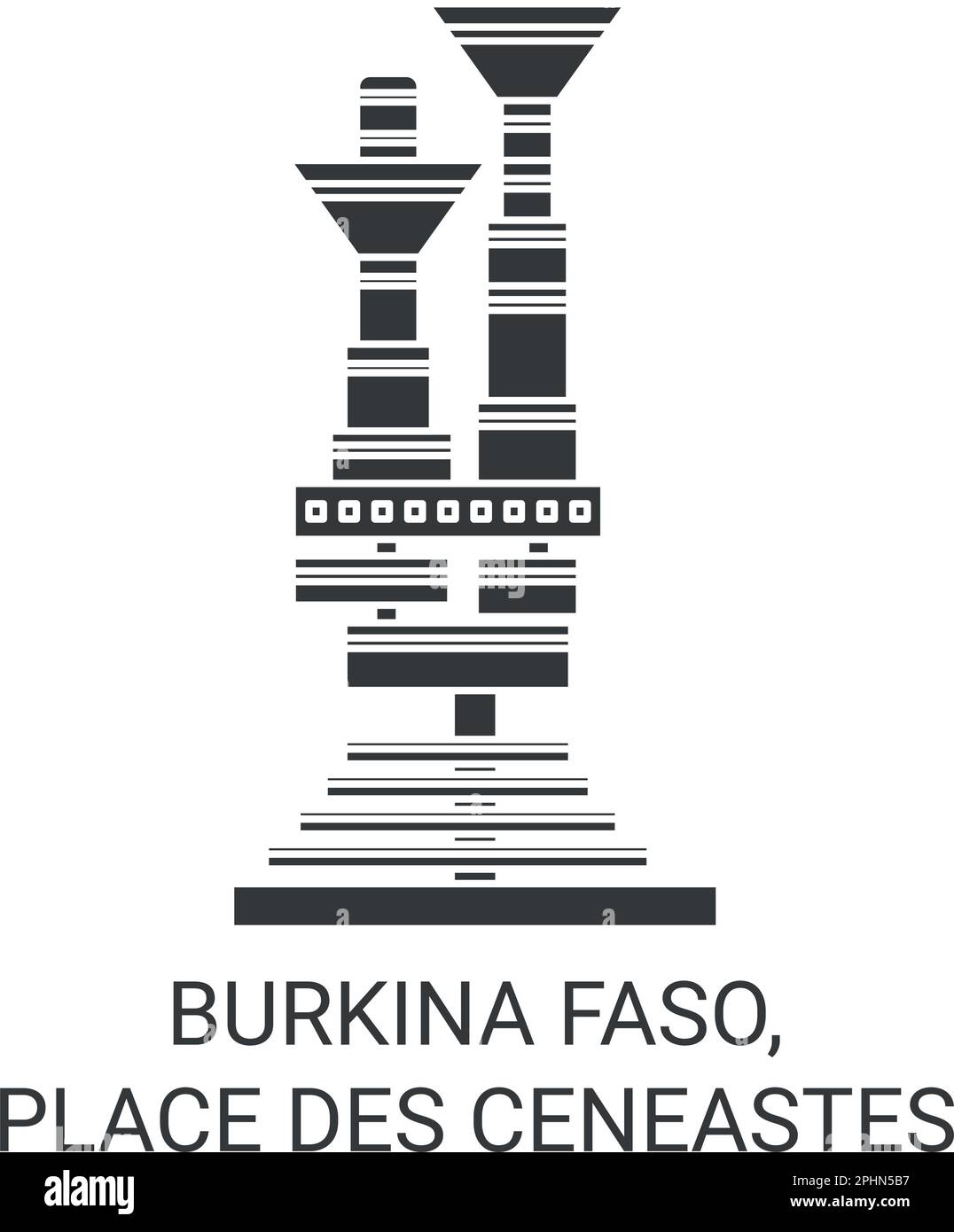 Burkina Faso, Place des Ceneastes Reise-Vektorbild Stock Vektor