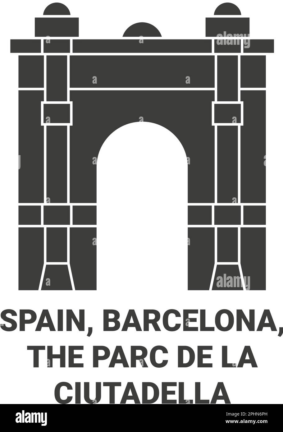 Spanien, Barcelona, der Parc de La Ciutadella reisen als Vektorbild Stock Vektor