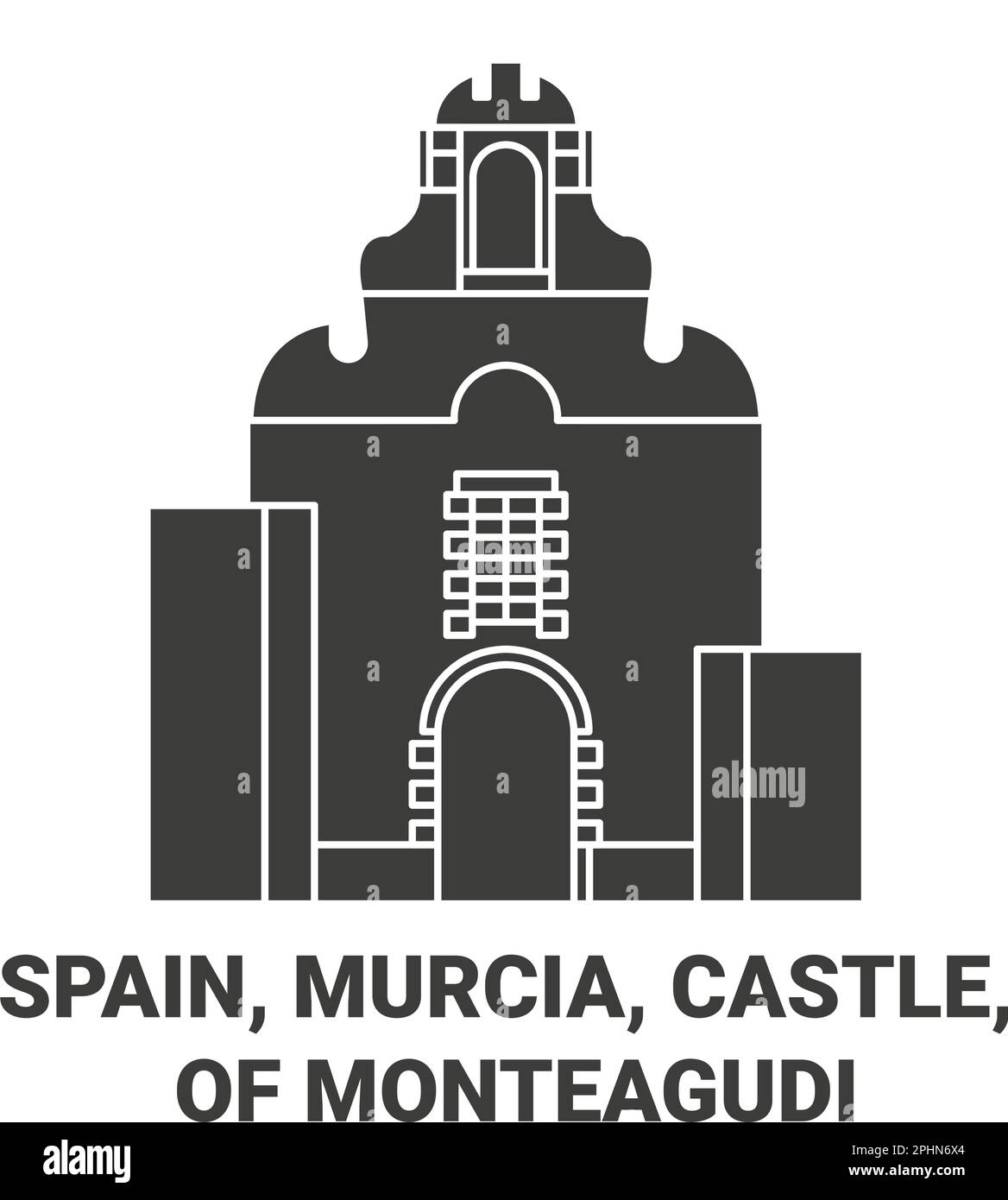 Spanien, Murcia, Burg, von Monteagudi reisen Wahrzeichen-Vektordarstellung Stock Vektor