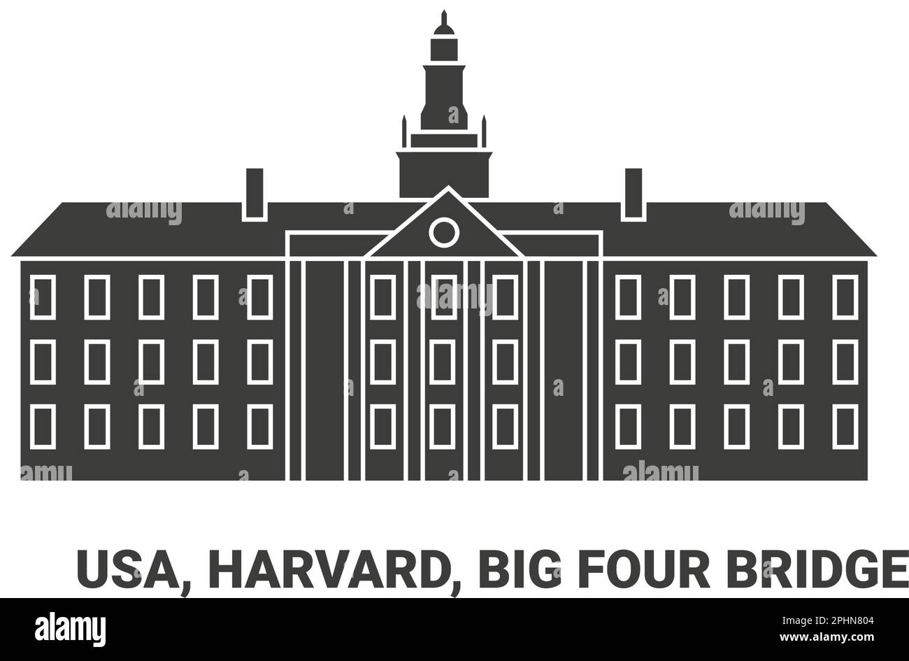 USA, Harvard, Big Four Bridge, Reise-Landmarke-Vektordarstellung Stock Vektor