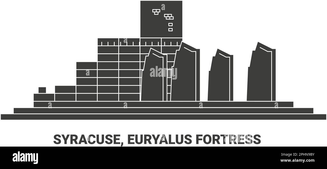 Italien, Syrakus, Festung Euryalus, Reise-Wahrzeichen-Vektordarstellung Stock Vektor
