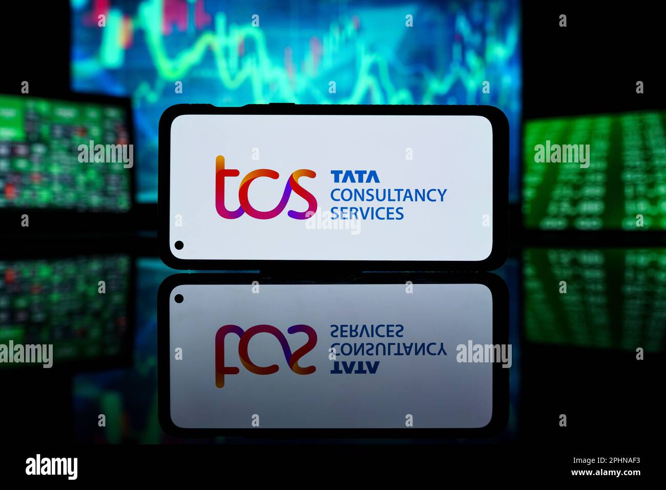 TATA Consultancy Services Company an der Börse. Finanzieller Erfolg und Gewinn von TCS Stockfoto