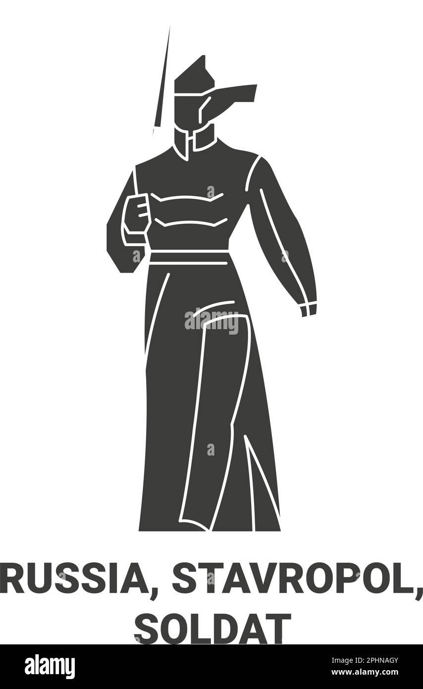 Russland, Stavropol, Soldat Reise Landmark Vektordarstellung Stock Vektor